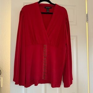 ASHLEY STEWART RED BLOUSE